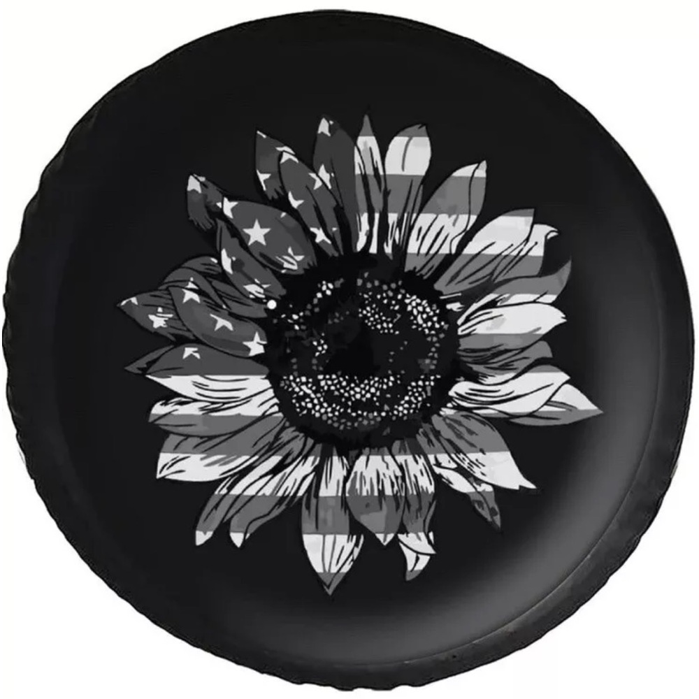 New Phelika Sunflower American Flag Spare Tire Cover PVC Leather Wheel Protector